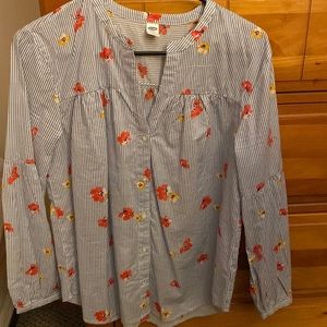 Floral stripe button down shirt